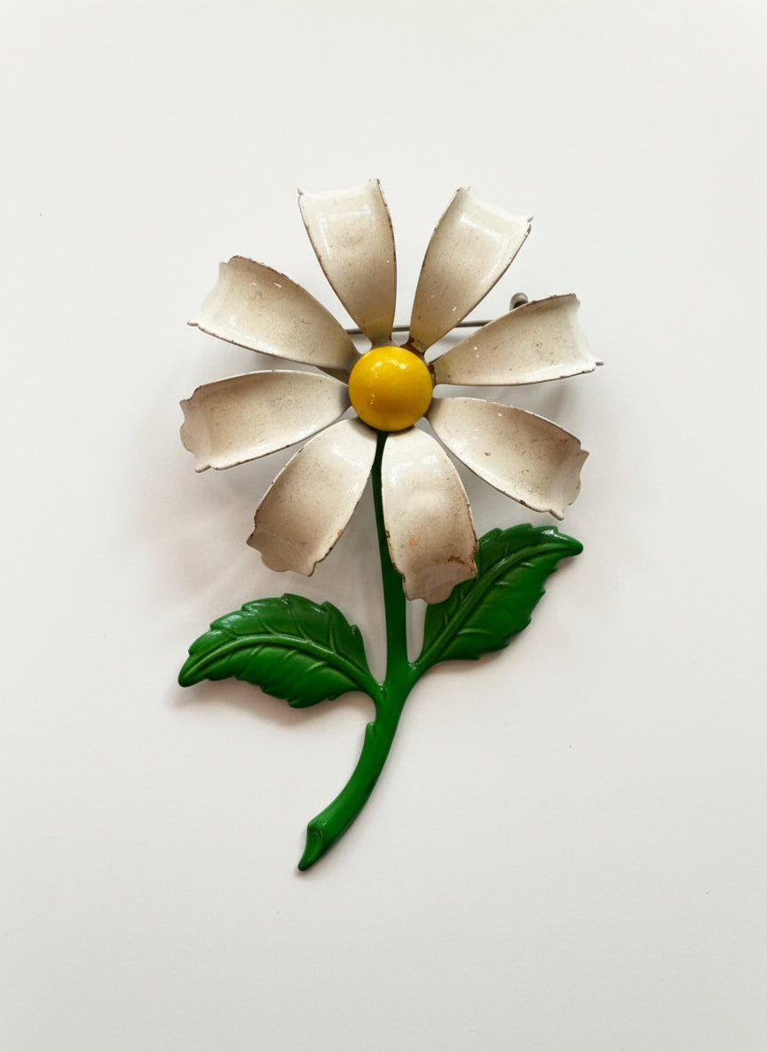 Enamel Flower Brooch