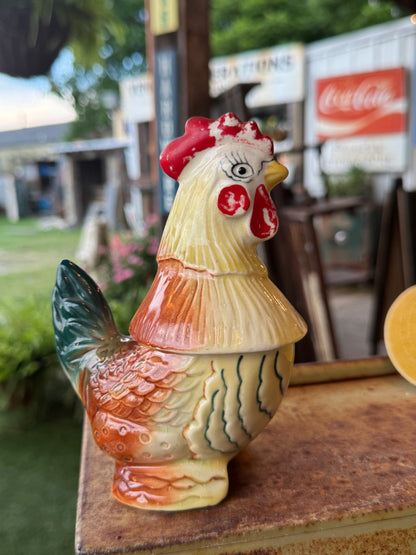 Vtg Rooster Salt & Pepper Crock Csbh