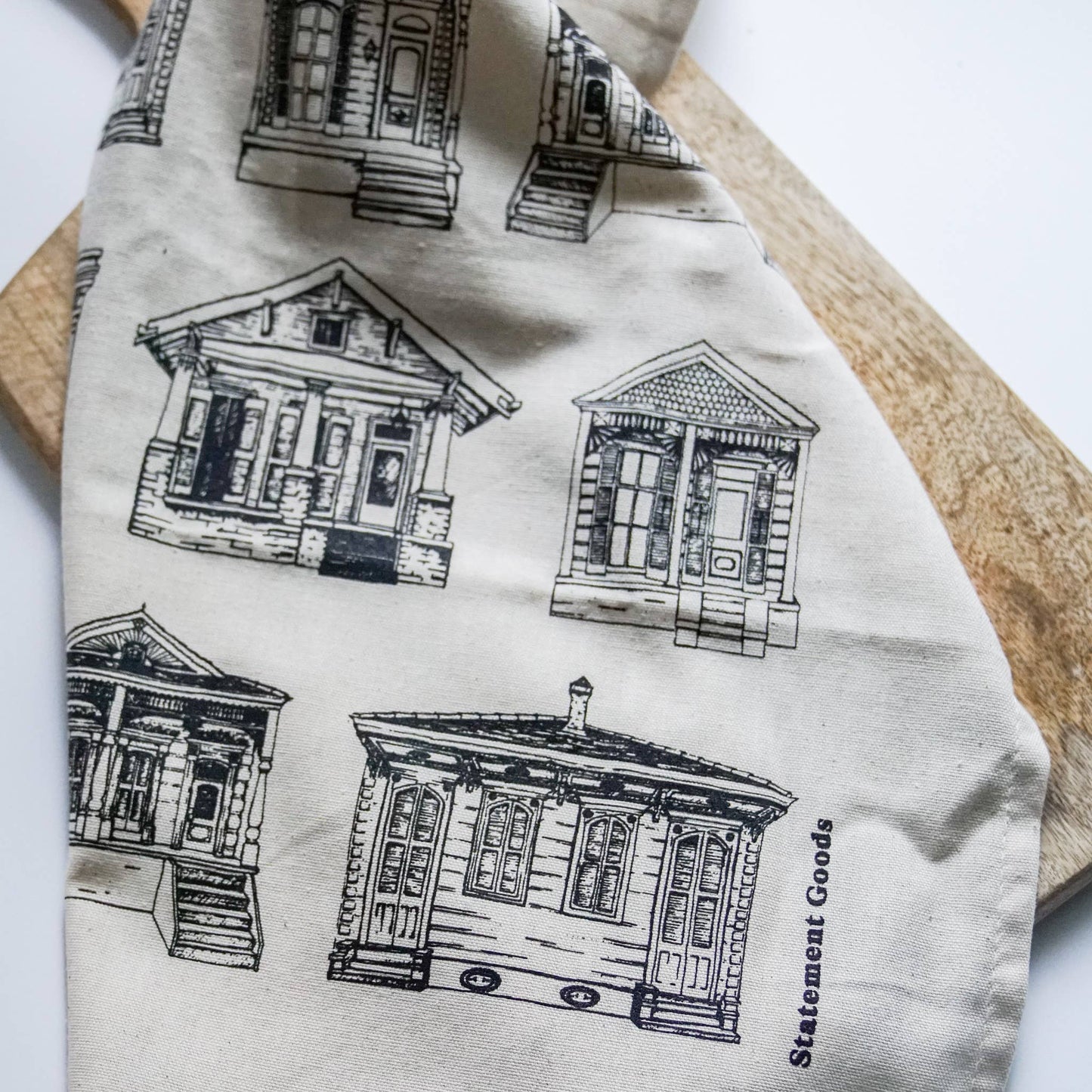 New Orleans Homes on Natural Cotton Towel