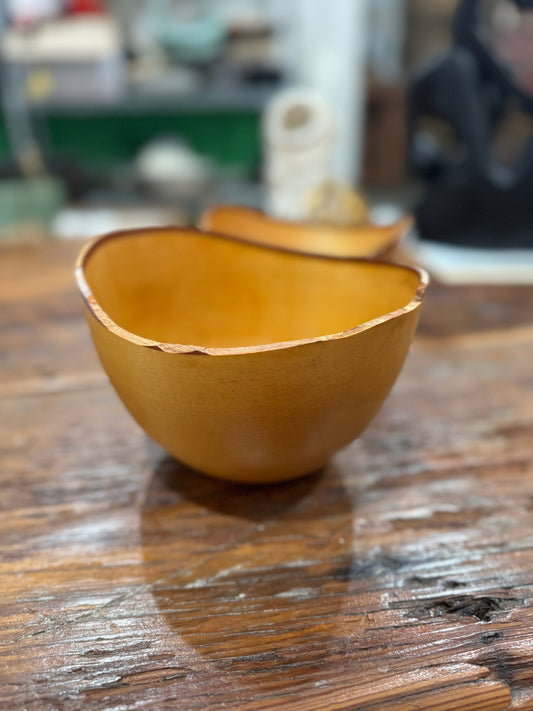 (2)Hand-Turned Birch Wood Bowls by Hawaiian Artist Buz Blum csbh