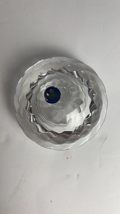 Royal Copenhagen Crystal Votive Candle Holders – Pair of Swirl Tealight Holders with Original Stickers CSMB
