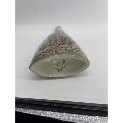 Ken Edwards Tonala El Palomar Mexican Hand Painted Pillow Vase Birds & flowers -CSSB