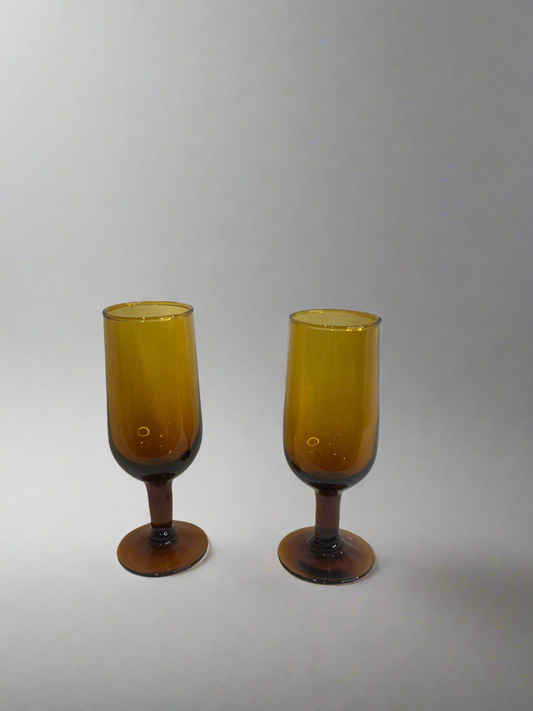 Vintage Spain Amber Glasses