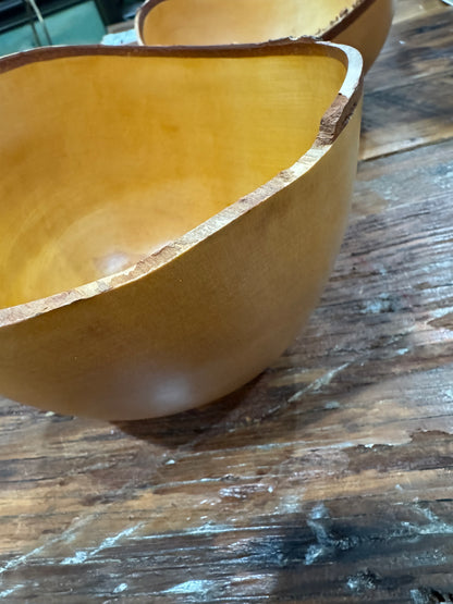 (2)Hand-Turned Birch Wood Bowls by Hawaiian Artist Buz Blum csbh