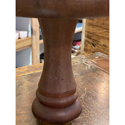 Vintage MCM Mid-Century Wooden Fruit Bowl Pedestal with Wooden Fruit