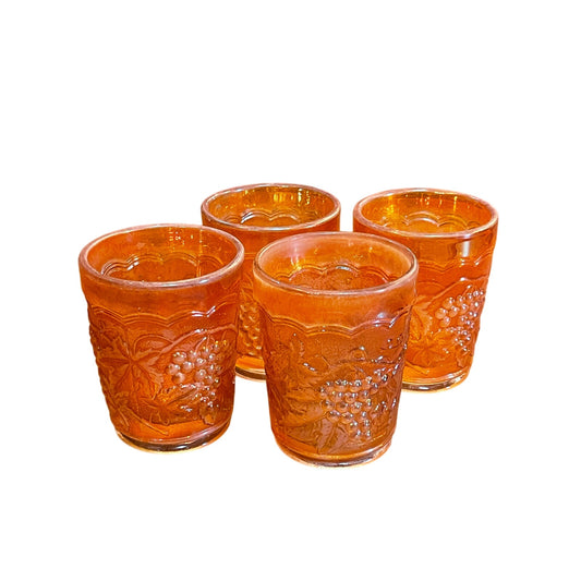 Vintage Imperial Glass Marigold Iridescent Carnival Glass Tumbler set of 4