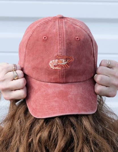 Embroidered Hat | Shrimp, Washed Brick Color