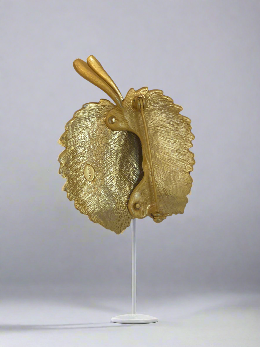 Vtg Enamel Leaf Brooch
