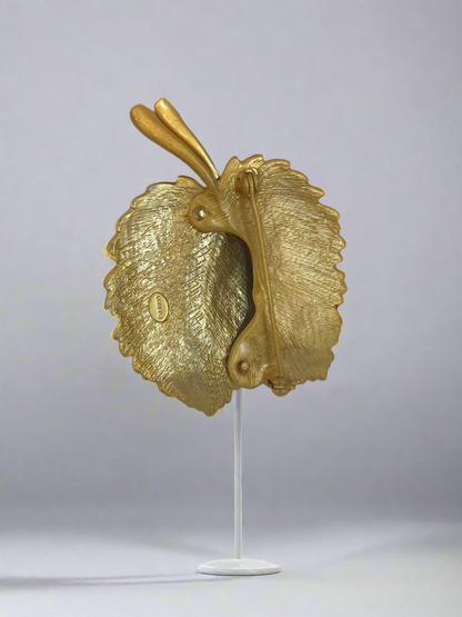 Vtg Enamel Leaf Brooch