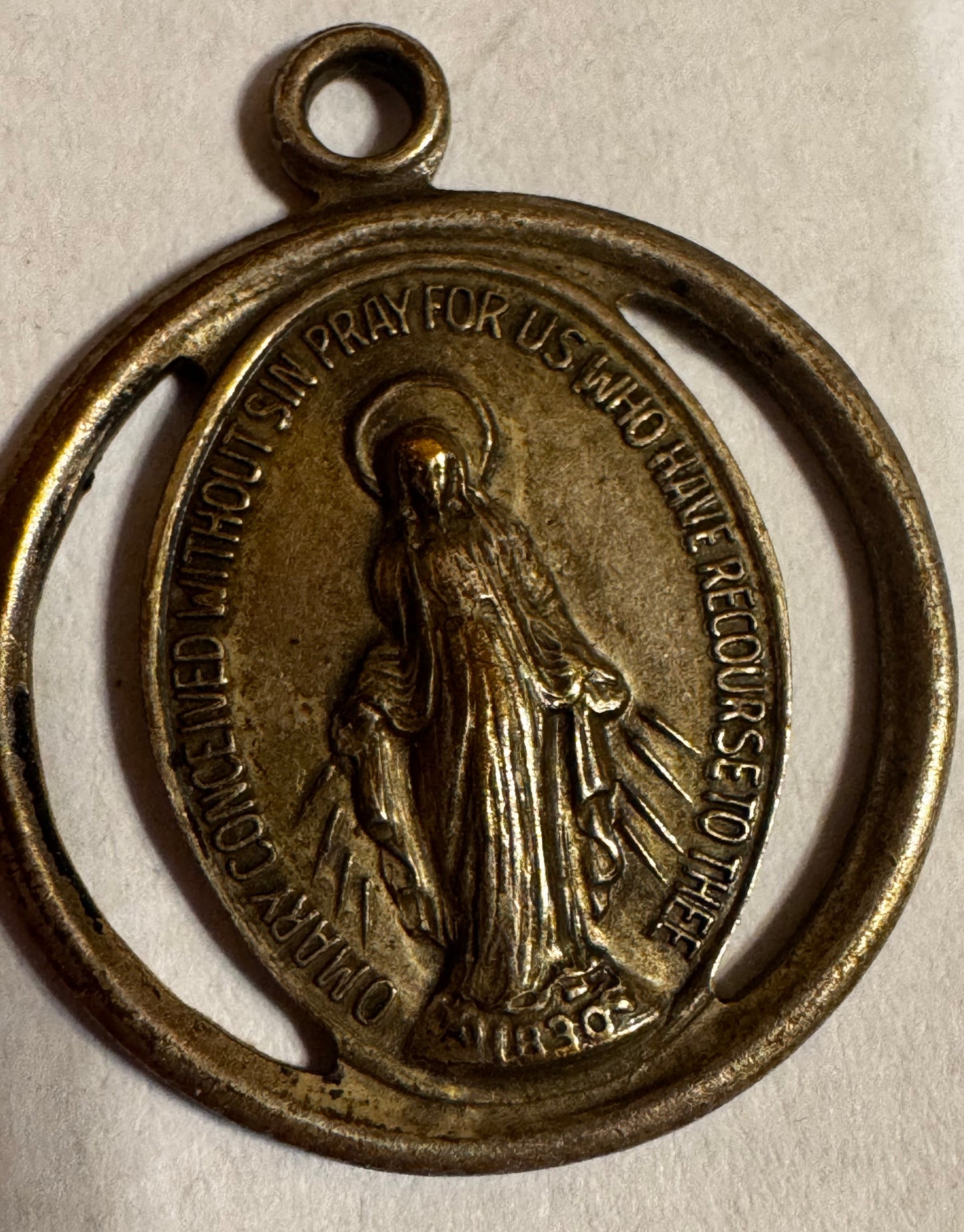 Vtg  Brass Talisman (Erzulie / Virgin Mary) CSBH