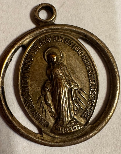 Vtg  Brass Talisman (Erzulie / Virgin Mary) CSBH