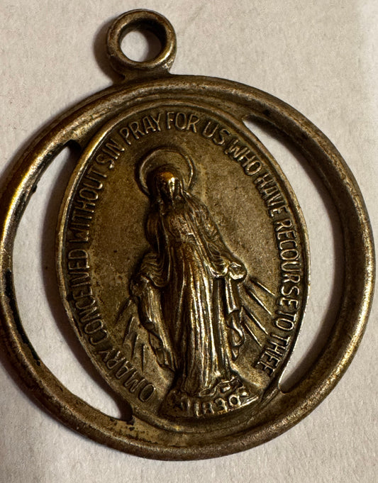 Vtg  Brass Talisman (Erzulie / Virgin Mary) CSBH