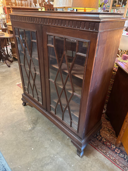 Vintage Wood Glass Paned Cabinet