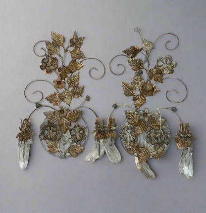 Vintage Italian Floral Wall Sconces (set of 2)