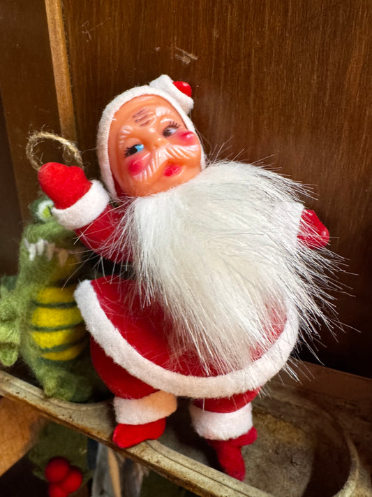 Vtg Flocked Santa CSBH