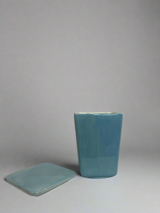 Pottery Barn lidded ceramic scare container