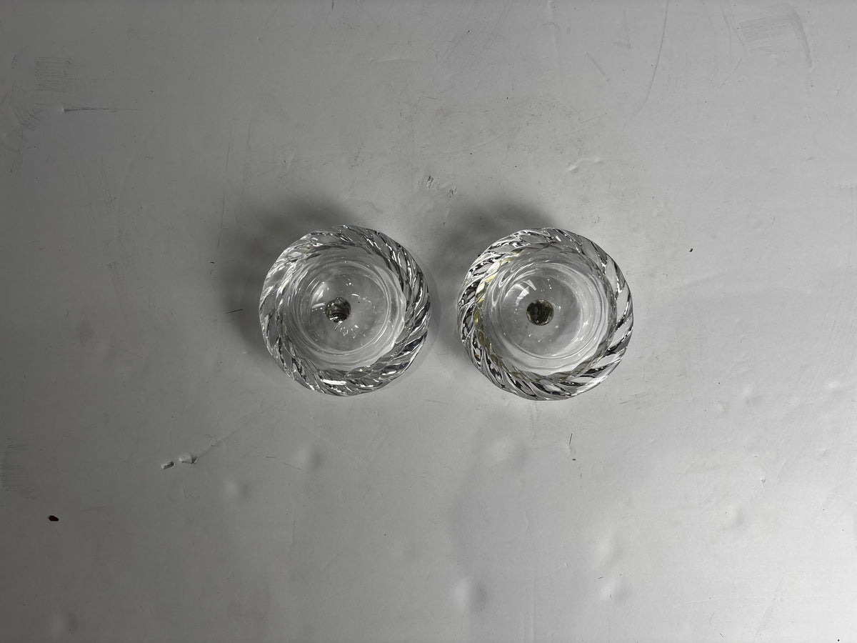 Royal Copenhagen Crystal Votive Candle Holders – Pair of Swirl Tealight Holders with Original Stickers CSMB