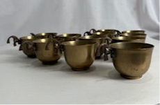 Vtg  Brass Koi Punch Cups (12)
