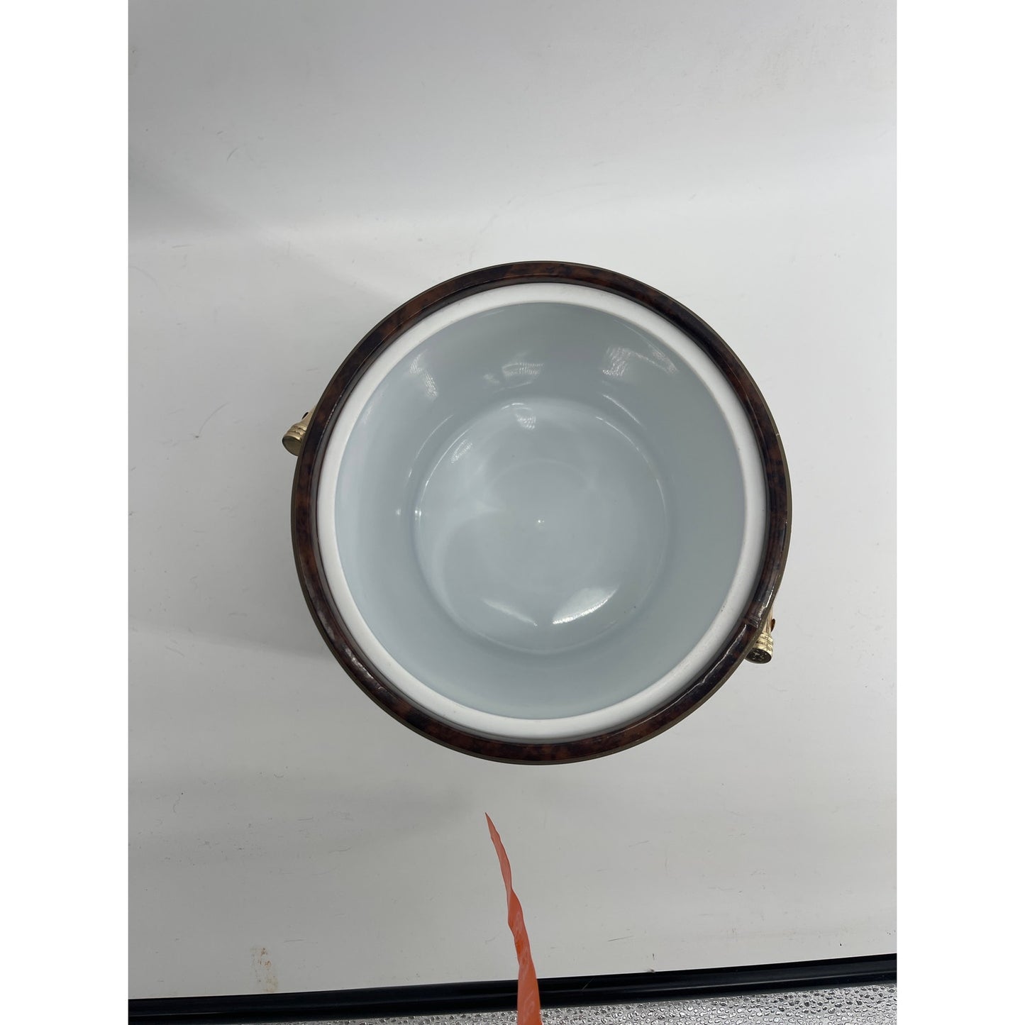 Vintage MCM Mid-Century Modern faux tortoiseshell barware ice bucket