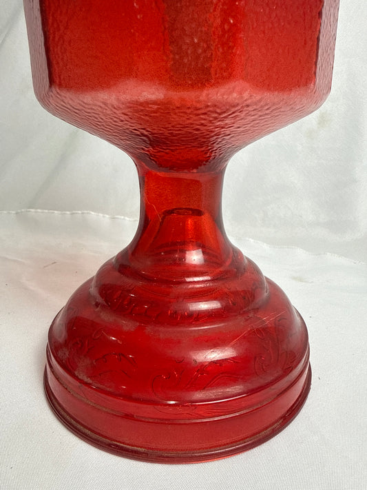 Ruby Pressed Glass Oil Lamp CSBH