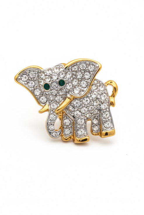 Vintage Swarovski Signed Crystal Pave Elephant Brooch CSBH