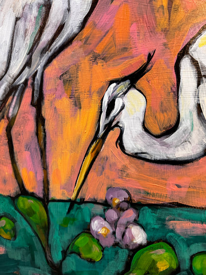 Egrets and Water Hyacinths