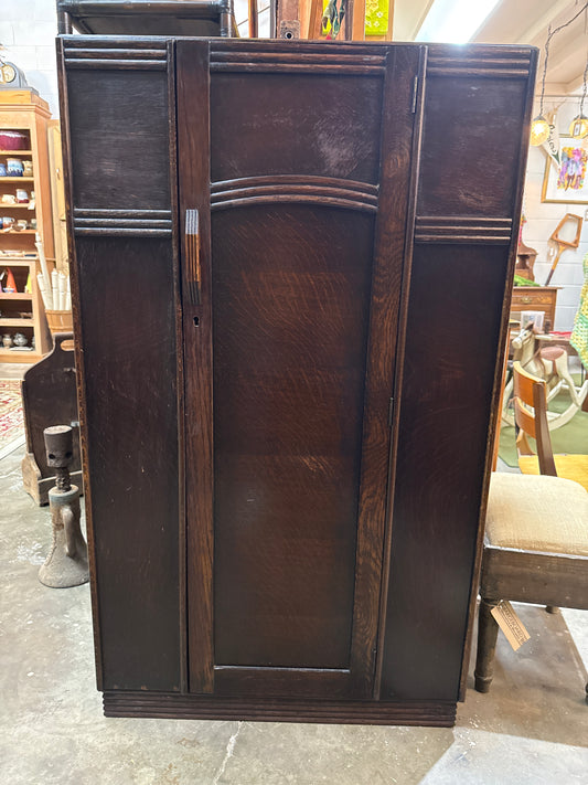 Vtg Art Deco Oak Single-Door Armoire