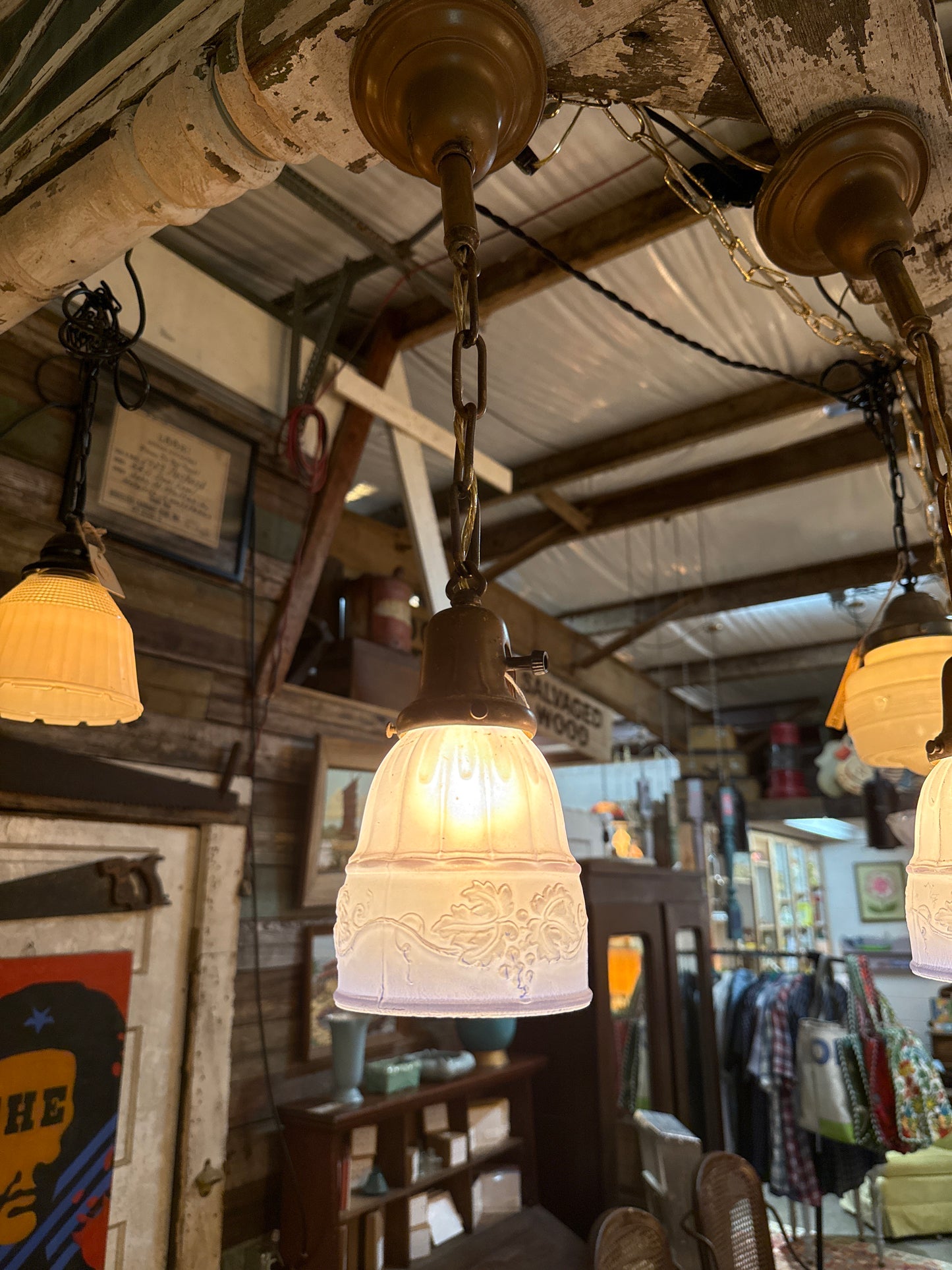 Floral Frosted Glass Pendant