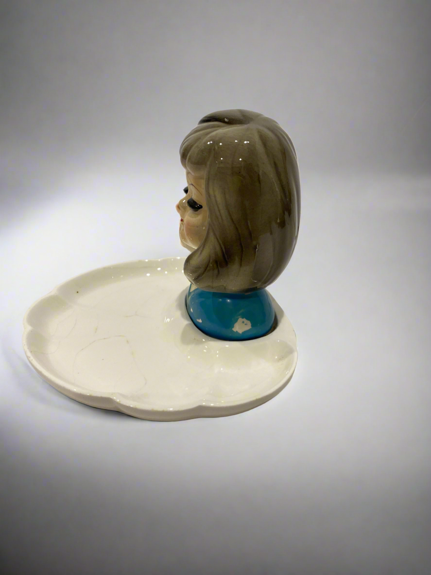 Vtg 50's Lady Head Ceramic Ringholder