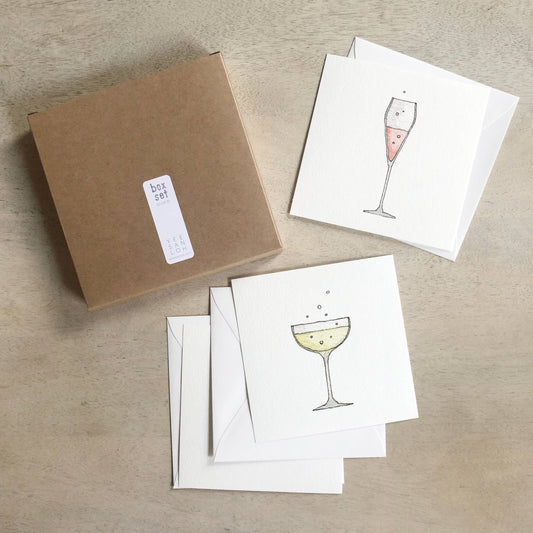 Box Set Cards / Champagne . Glasses