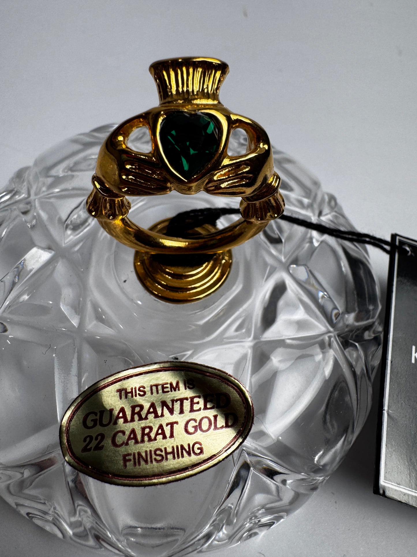 Killarney Crystal Lidded Trinket Box – 22ct Gold Finish Claddagh CSBH