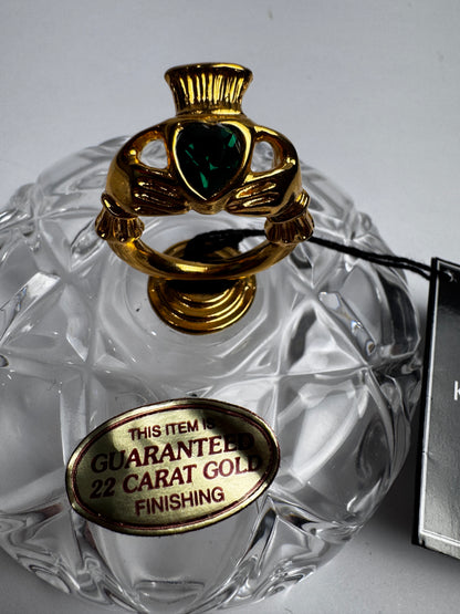 Killarney Crystal Lidded Trinket Box – 22ct Gold Finish Claddagh CSBH