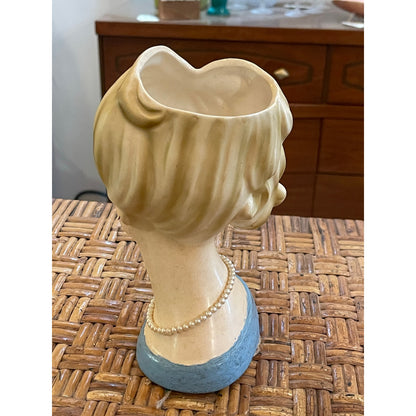 Vintage 1960's Napcoware ceramic 7" Lady Pearl Jewelry Head Vase Japan