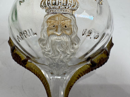 Antique 1910 Syria Shriners New Orleans Souvenir Glass - Rex King of Carnival & Alligator Stem - 1910 Imperial Session Collectib