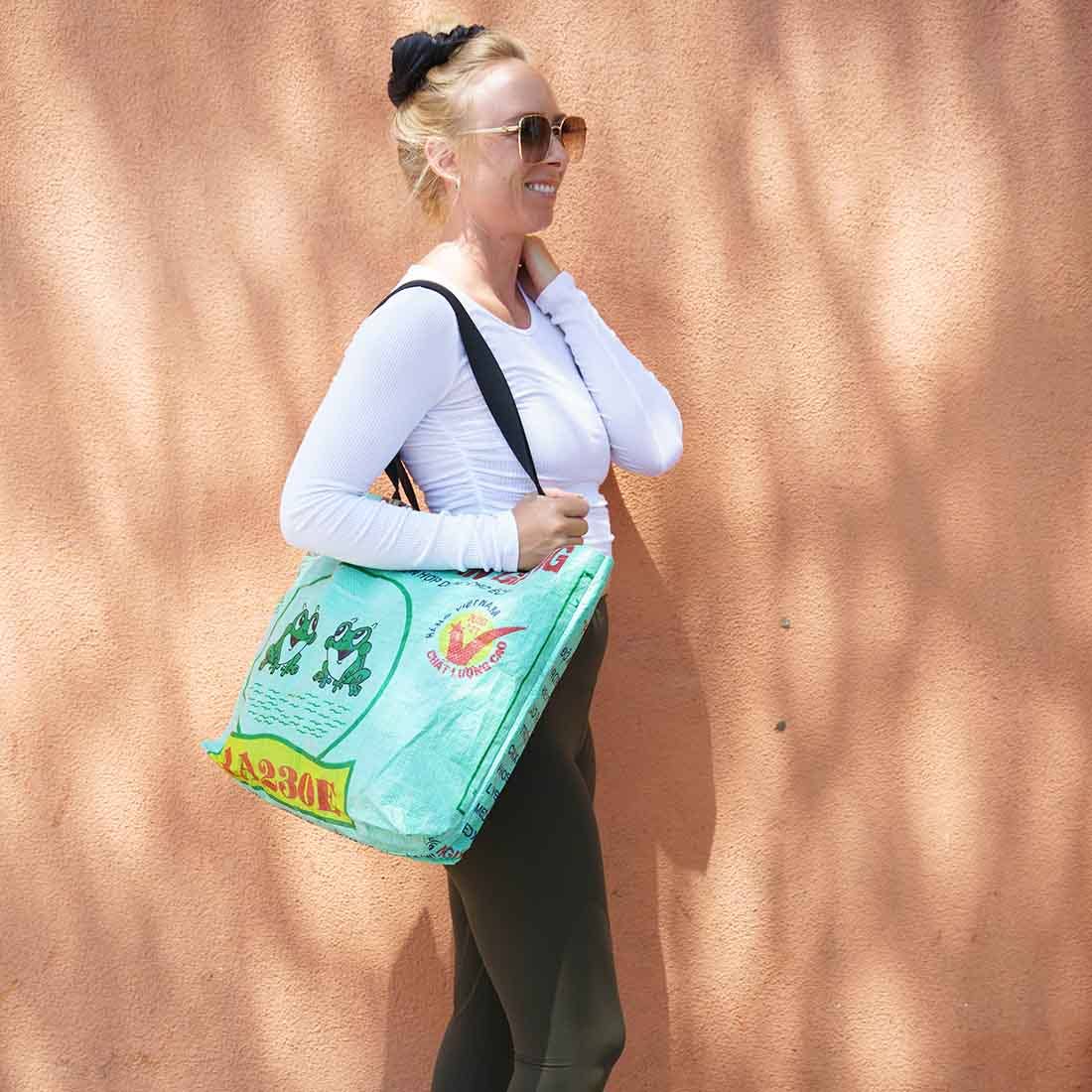 Green Frogs Recycled Shopping Tote