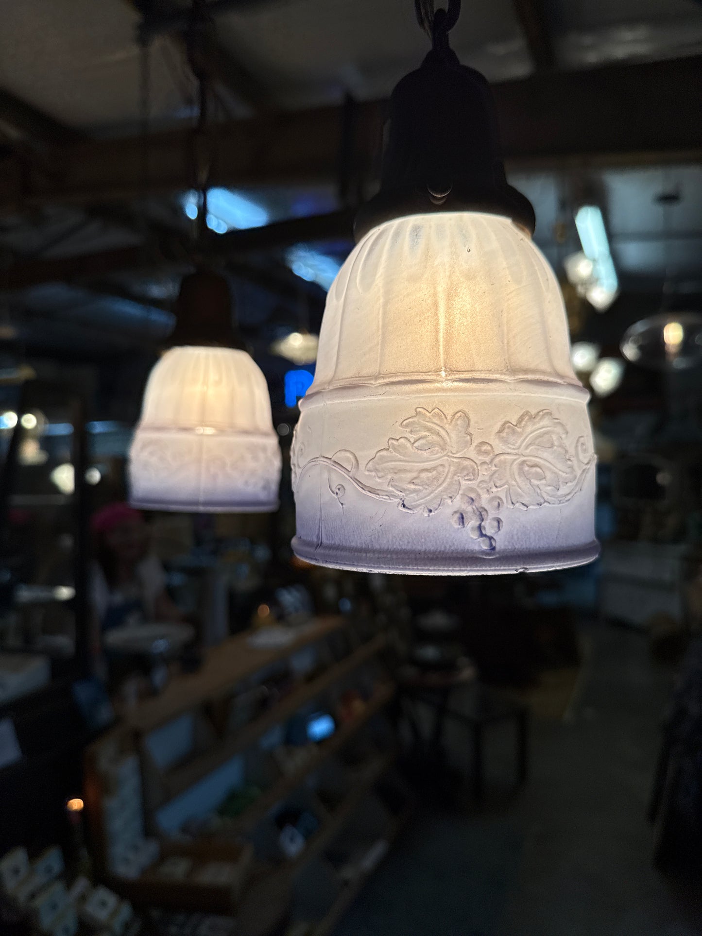 Floral Frosted Glass Pendant