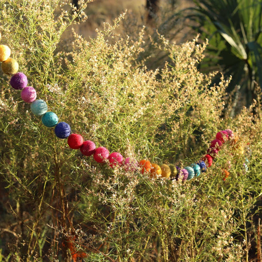 6' Felt Rainbow Pompom Ball Garland