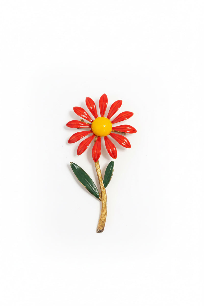Enamel Flower Brooch