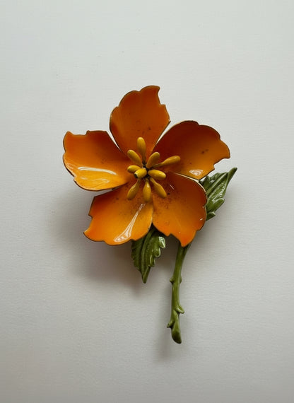 Enamel Flower Brooch