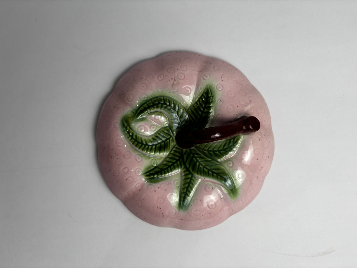 Vintage Valley Vista Ceramic Pink Strawberry Lidded Jar | Speckled Majolica Sugar Bowl #310 CSHW