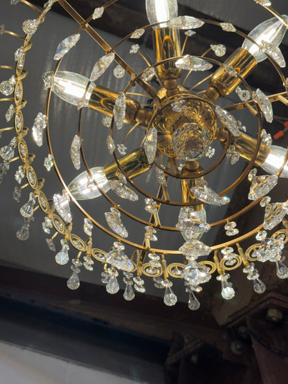 Custom Crystal Chandelier | Polished Brass Tiered Pendant Light