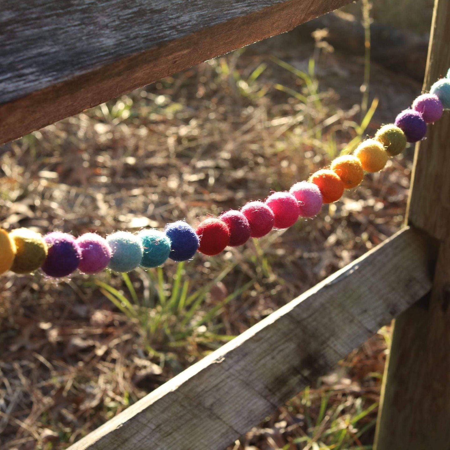 6' Felt Rainbow Pompom Ball Garland