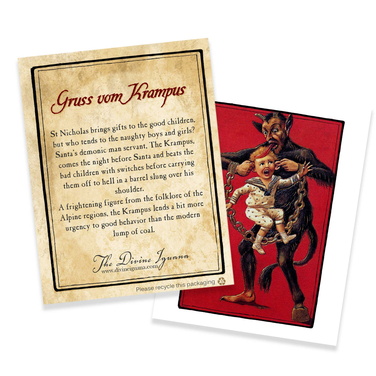Krampus Carrying Naughty Child Victorian Goth X-mas Card