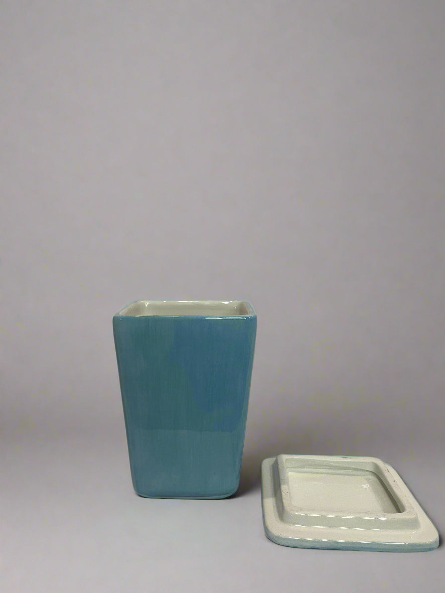 Pottery Barn lidded ceramic scare container