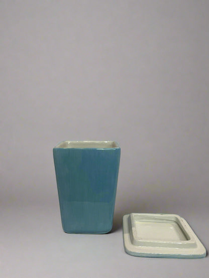Pottery Barn lidded ceramic scare container