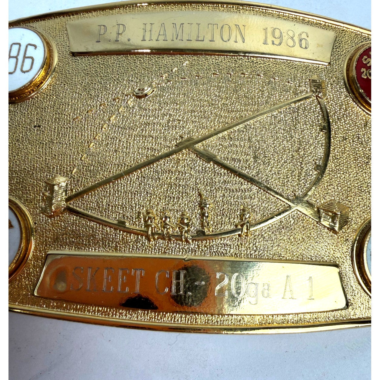 Vintage 1986 P.P. Hamilton Skeet Shooting 20ga A1 belt buckle