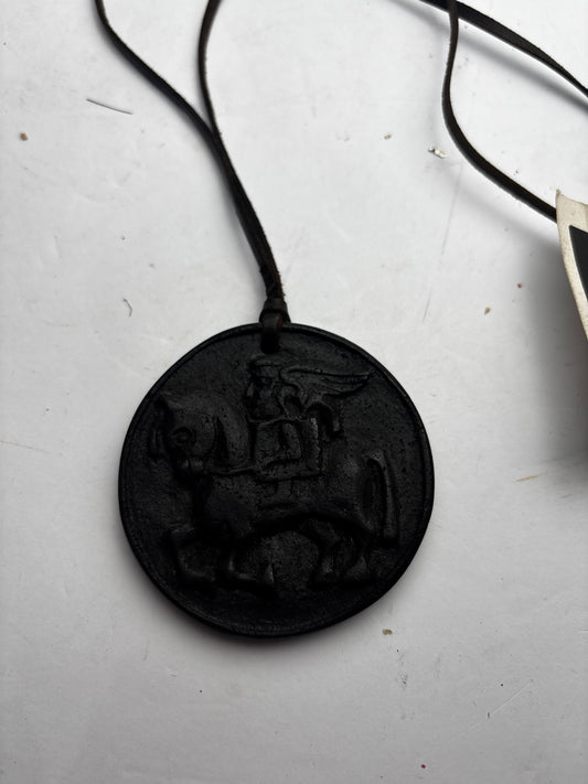 Vintage Irish Turf Medallion Pendant Necklace - "The Falconer" by Owen Crafts