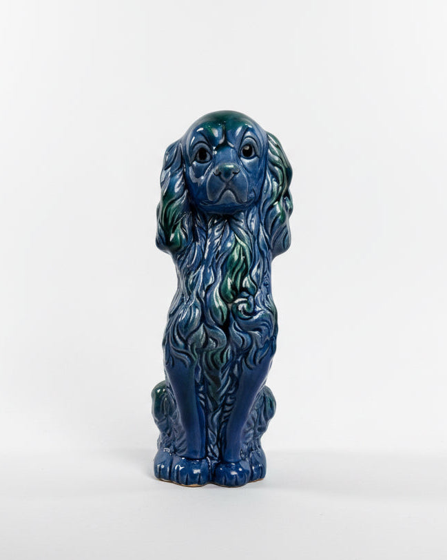 Vtg BMP Blue Ceramic Spaniel CSBH