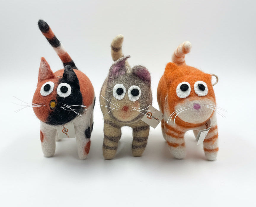 Felt Cat Figurine Statue