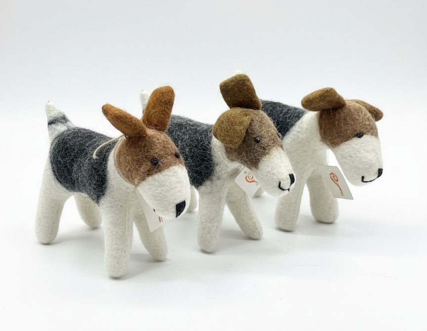 Felt Dog Figurine Statue